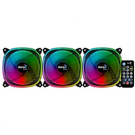 Aerocool ASTRO12PRO Pack de 3 Ventiladores de 120mm RGB con Hub H66F y Control Remoto